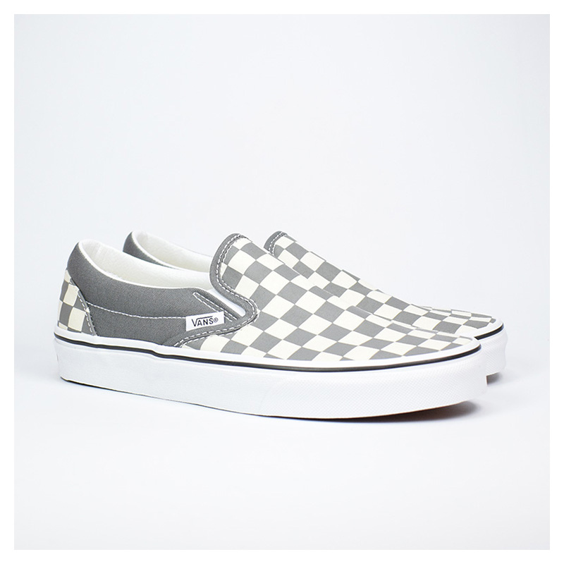 VANS CLASSIC SLIP-ON (CHECKERBOARD) PEWTER/TRUE WHITE VN0A4BV3TB5
