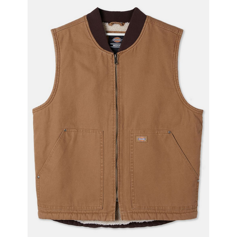 CHALECO DICKIES DUCK CANVAS VEST STONE WASHED BROWN DK0A4XFXC411