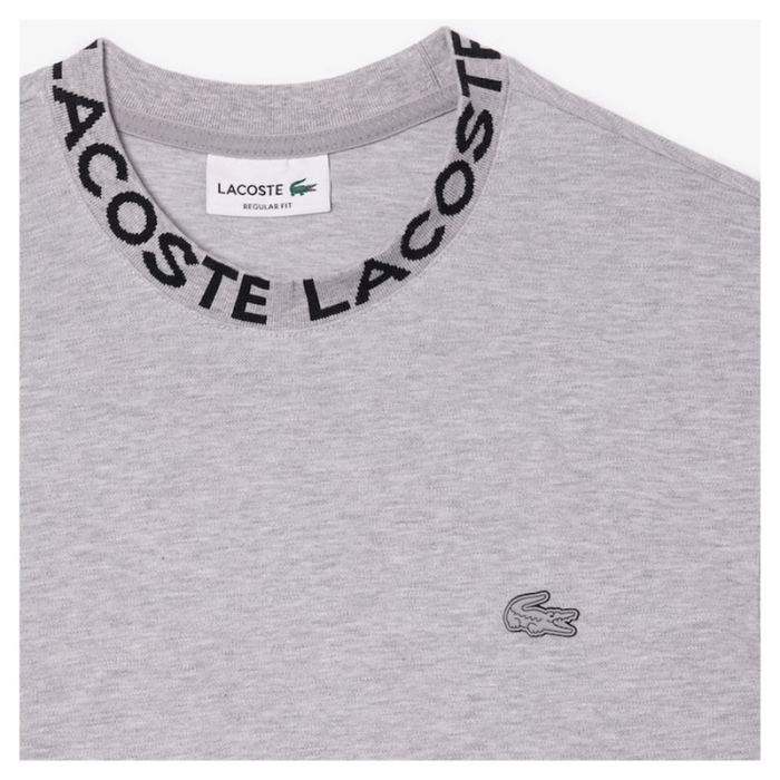 Camiseta en piqué Lacoste con cuello jacquard y logo Gris Chiné TH7488-00-CCA